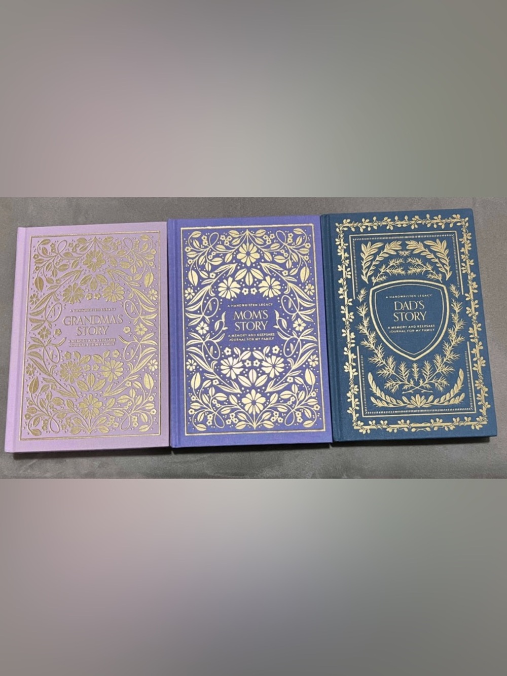 Grandma's, Mom's & Dad's Story Hardcover Journals - Lavender, Purple, Navy